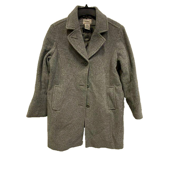 L.L. Bean Gray Wool Button Up Coat Women's Size 12-Pet - Bellandi - Picture 1 of 5